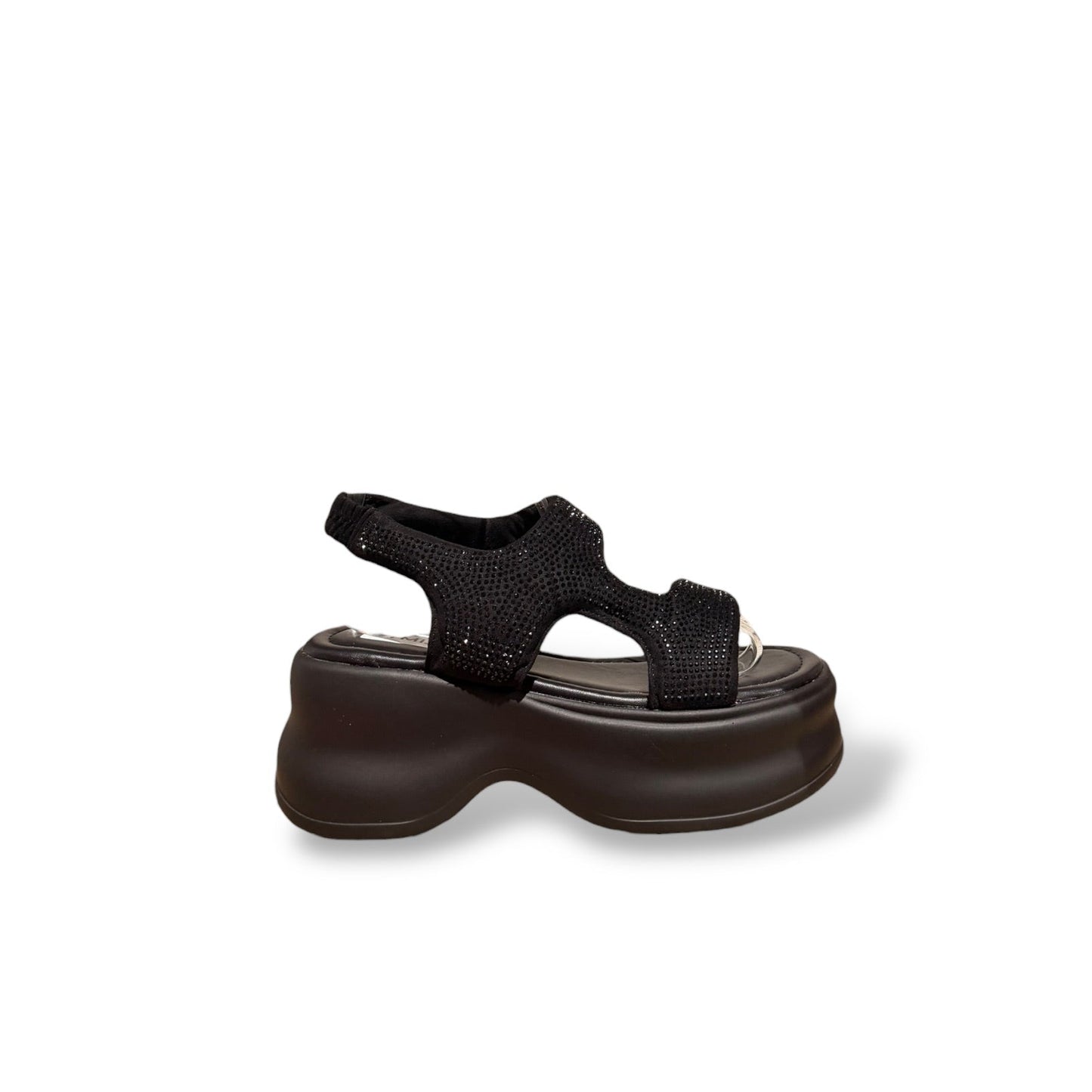 QUEEN- SANDALIA DEPORTIVA BRILLO NEGRO