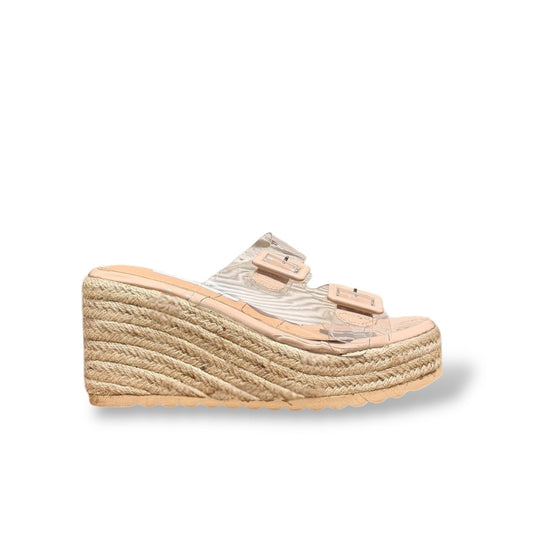 MIRA- SANDALIA CUÑA TRASPARENTE BEIGE