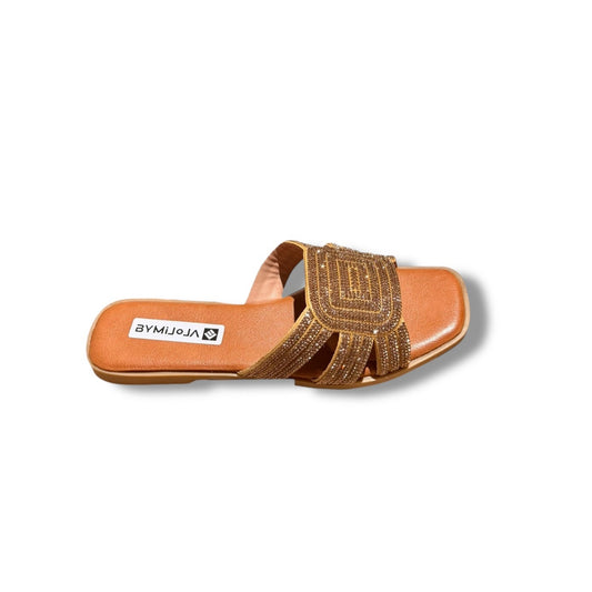 YELL- SANDALIA PLANA BRILLOS DORADO
