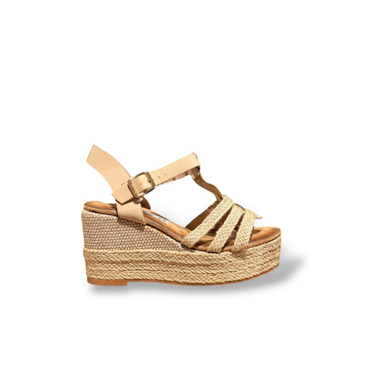 RENT- SANDALIA CUÑA ESPARTO BEIGE