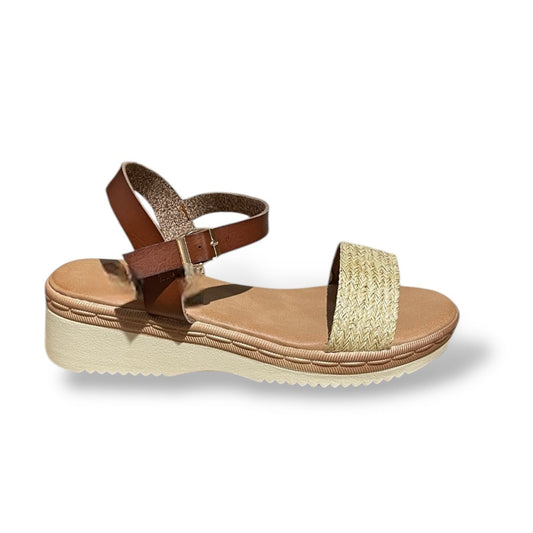 VAE-BEIGE SANDALIA CUÑA BAJA